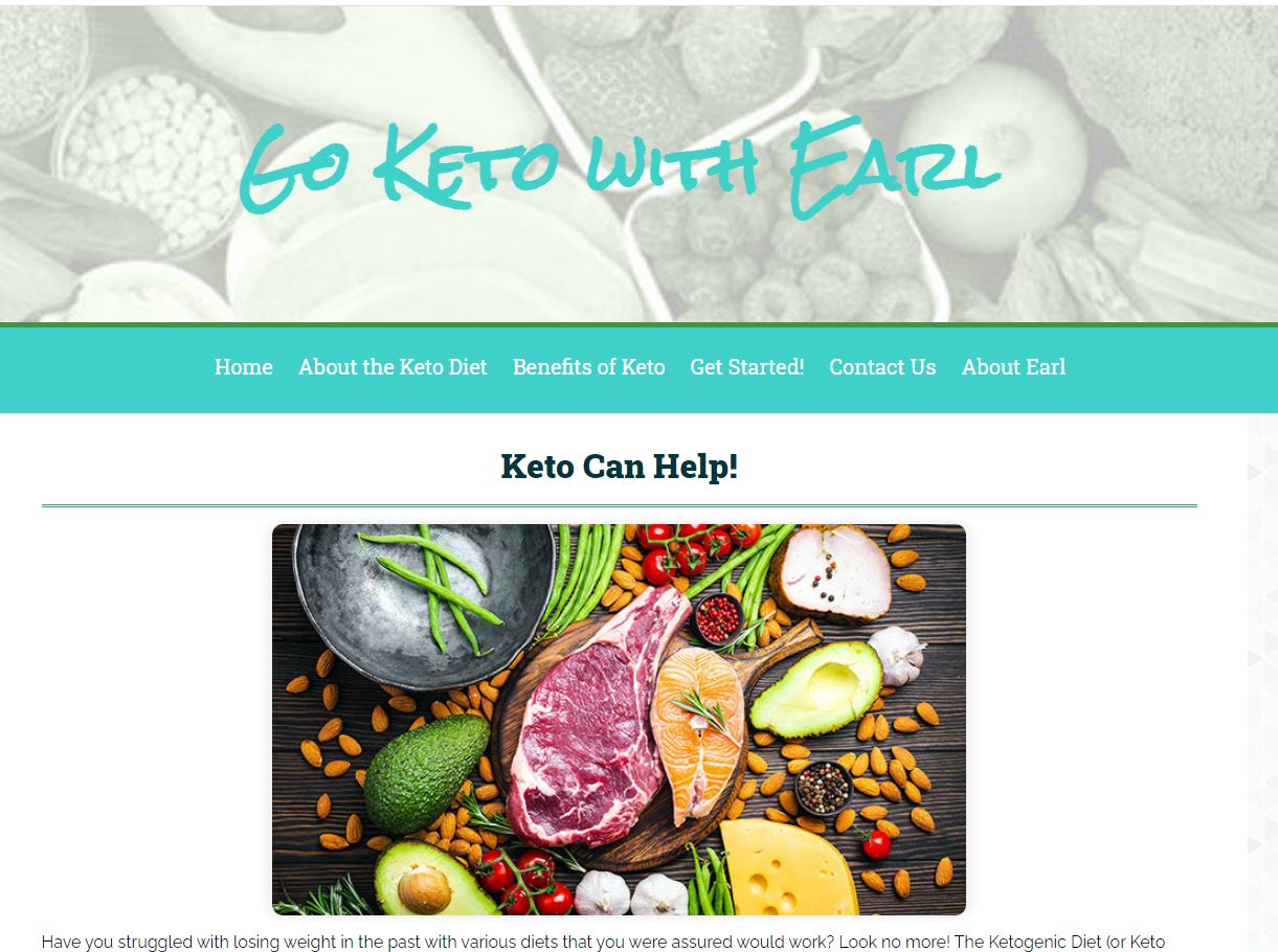 preview of the Go Keto with Earl Website Homepage