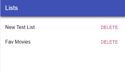 home screen of the movie tracker app
